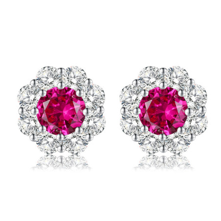 Created Ruby 18K gold plated Silver stud earring