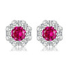 Created Ruby 18K gold plated Silver stud earring