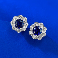 Aquamarine 18K gold plated Silver stud earring
