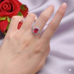 Гүнж Кейт бадмаараг 18К алтаар бүрсэн цэвэр мөнгөн бөгж