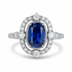 Vintage style Lab Created Sapphire 18K gold plated Sterling Silver Ring