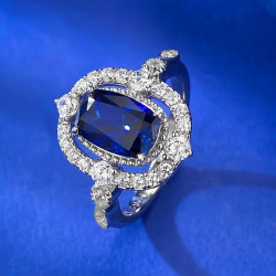 Vintage style Lab Created Sapphire 18K gold plated Sterling Silver Ring