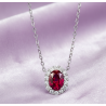 Lab Ruby 18K gold plated Sterling Silver Pendant chain
