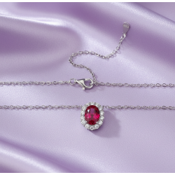 Lab Ruby 18K gold plated Sterling Silver Pendant chain