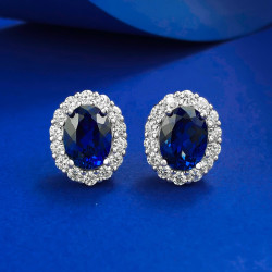 18К алтаар бүрсэн индранил шигтгэж зүүдэг мөнгөн ээмэг