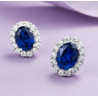 Princes Kate Blue Sapphire 18K gold plated Silver stud earring