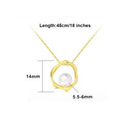 14K Yellow Gold  Plated Natural Pearl Pendant Sterling Silver