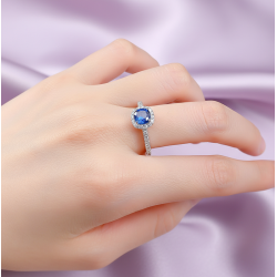 Lab Created Sapphire 18K gold plated Sterling Silver Ring