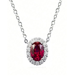 Lab Ruby 18K gold plated Sterling Silver Pendant chain