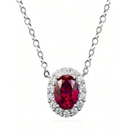 Lab Ruby 18K gold plated Sterling Silver Pendant chain