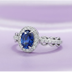 18К алтаар бүрсэн цэвэр Лаб цэнхэр индранил мөнгөн бөгж