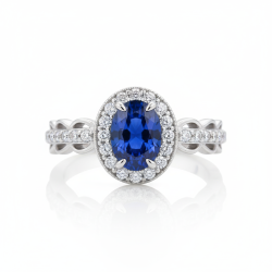 Created Blue Sapphire 18K gold plated Sterling Silver Ring