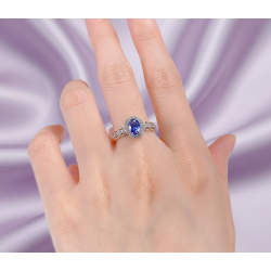 18К алтаар бүрсэн цэвэр Лаб цэнхэр индранил мөнгөн бөгж