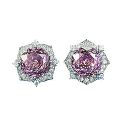 Rose Pink Sapphire 18K gold plated Silver stud earring