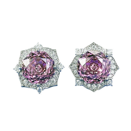 Rose Pink Sapphire 18K gold plated Silver stud earring