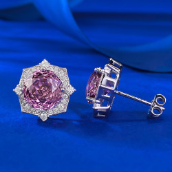 Rose Pink Sapphire 18K gold plated Silver stud earring