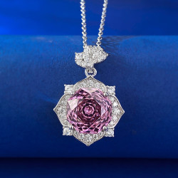 Pink Sapphire 18K gold plated  Sterling Silver Pendant chain
