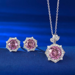 Pink Sapphire 18K gold plated  Sterling Silver Pendant chain