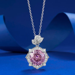 Pink Sapphire 18K gold plated  Sterling Silver Pendant chain