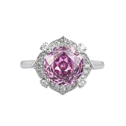 Rose Pink Sapphire 18K gold plated  Sterling Silver Ring