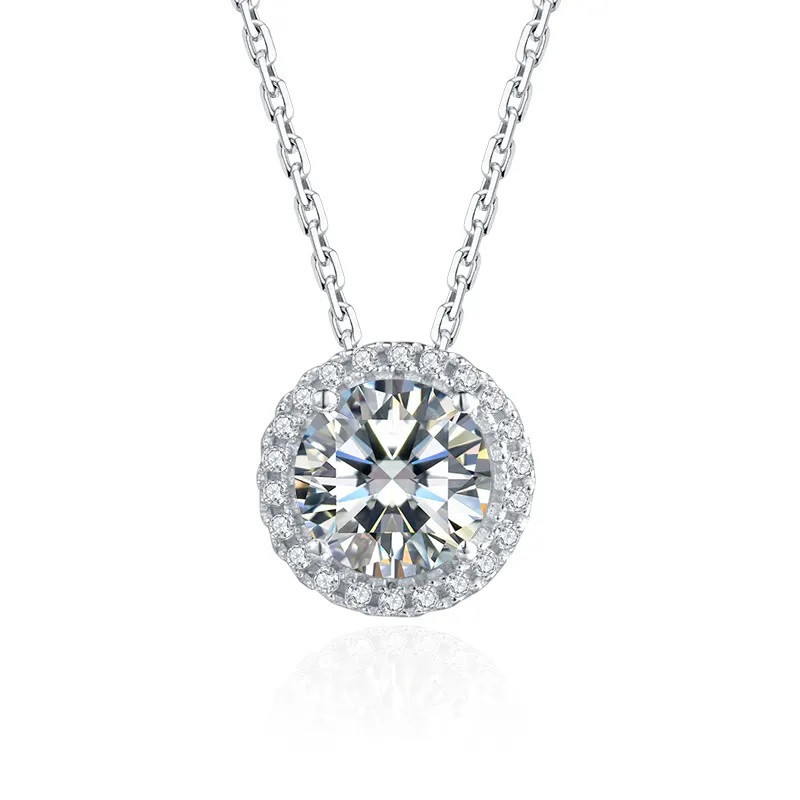 Halo VVS Diamond GRA Certified Moissanite Pendant Chain