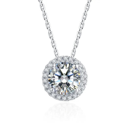 Halo VVS Diamond GRA Certified Moissanite Pendant Chain