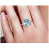 Sparkling Blue Topaz Luxury Diamond 14K 585 Yellow Gold  Ring