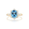 Sparkling Blue Topaz Luxury Diamond 14K 585 Yellow Gold  Ring
