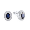 14K white gold Natural Blue Sapphire Diamond  Earrings