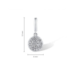 Genuine 14K 585 White Gold Natural Diamonf Round Pendant