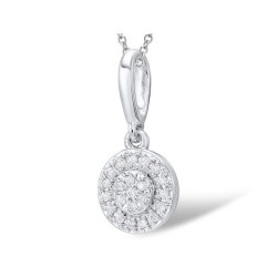Genuine 14K 585 White Gold Natural Diamonf Round Pendant