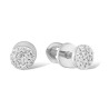 Genuine 14K 585 White Gold Natural Diamonf Round Screwback Earring