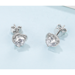 Heart Love D color Moissanite Gold plated Stud Earring