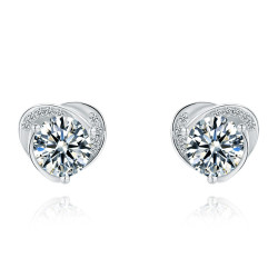 Heart Love D color Moissanite Gold plated Stud Earring