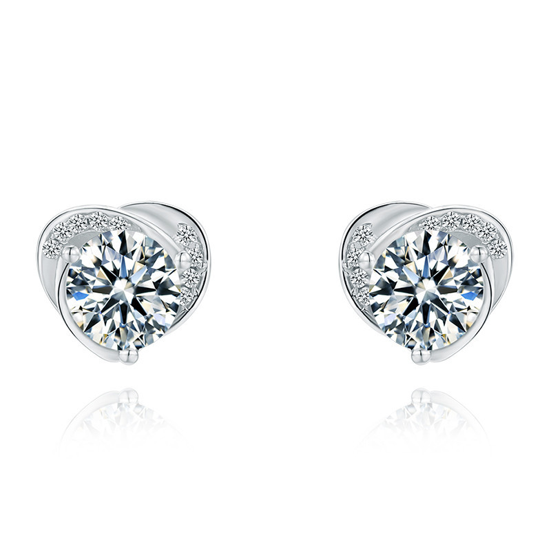 Heart Love D color Moissanite Gold plated Stud Earring