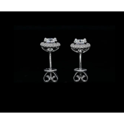 D өнгөт моиссанит алмаз Дугуй 18К алтаар бүрсэн мөнгөн хослол