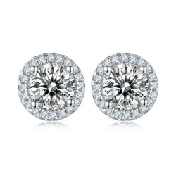 Round shape  Moissanite Gold plated Stud Earring