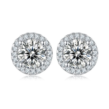 Round shape  Moissanite Gold plated Stud Earring