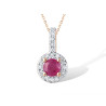 Genuine 14K 585 Yellow Gold Round Ruby Diamond Pendant