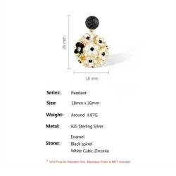 925 Sterling Silver White Black Hollow Cluster Flower Enamel Jewelry set