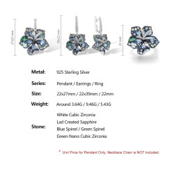 18K Gold plated Multicolor Lily Flower S925 sterling silver jewelry set