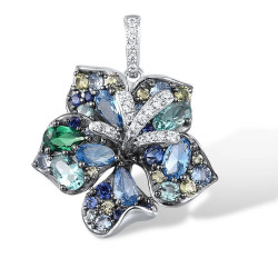 18K Gold plated Multicolor Lily Flower S925 sterling silver jewelry set