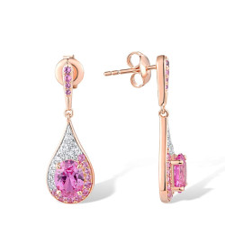 Dangle stud Pink Sapphire S925 sterling silver earrings