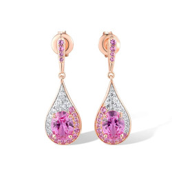 Dangle stud Pink Sapphire S925 sterling silver earrings