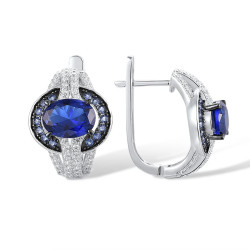 Хөх индранил 18К алтаар бүрсэн мөнгөн ээмэг