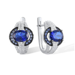 Blue Sapphire 18K gold plated Silver clip earring