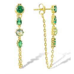 Green zircon sterling silver stud danlge earrings
