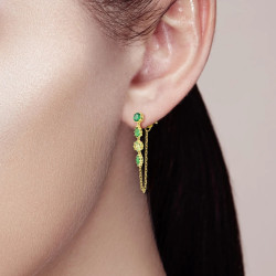 Green zircon sterling silver stud danlge earrings