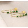 Green zircon sterling silver stud danlge earrings
