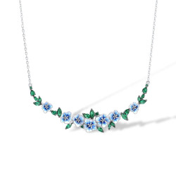 Цэцэгтэй цэнхэр өнгийн S925 мөнгөн зүүлт